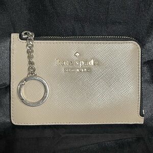 Kate Spade Card Holder Zipper Coin Key Chain Wallet Two Tone